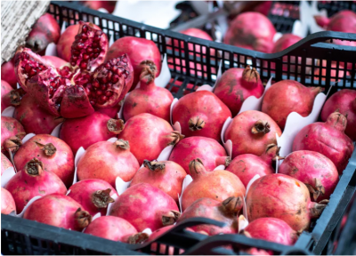 basket of pomegranates